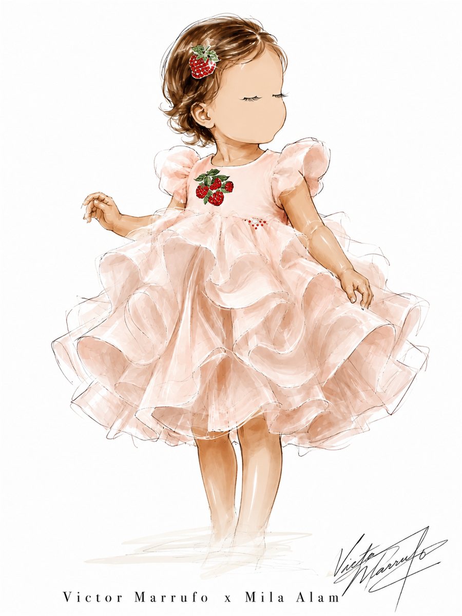 Children's couture sketch by Victor Marrufo x Mila Alam